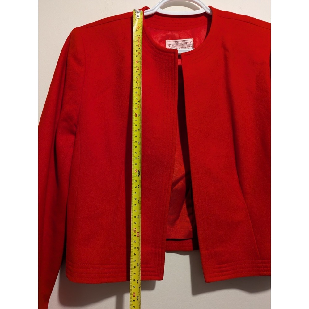 Vintage Pendleton Red 100% Wool Open Cropped Jacket Blazer Size XS Petite USA - Picture 7 of 8